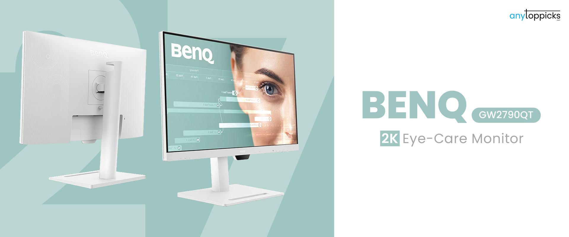 Stunning 27" BENQ GW2790QT 2k vertical monitor for coding.