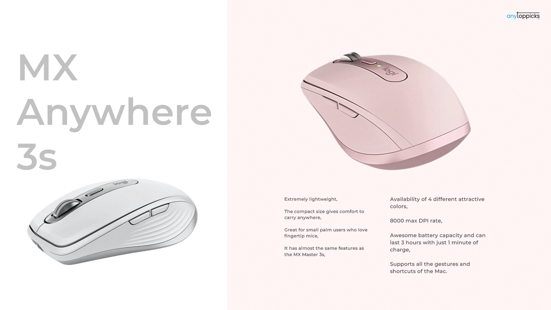 Best Mice for Mac - MX Anywhere 3s